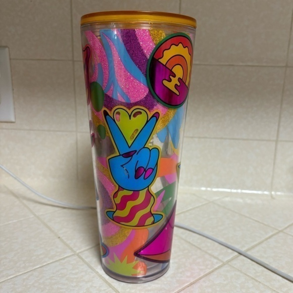 Starbucks 2023 Pride orange Glittered Tim Singleton Venti Cold Cup Tumbler, 24oz